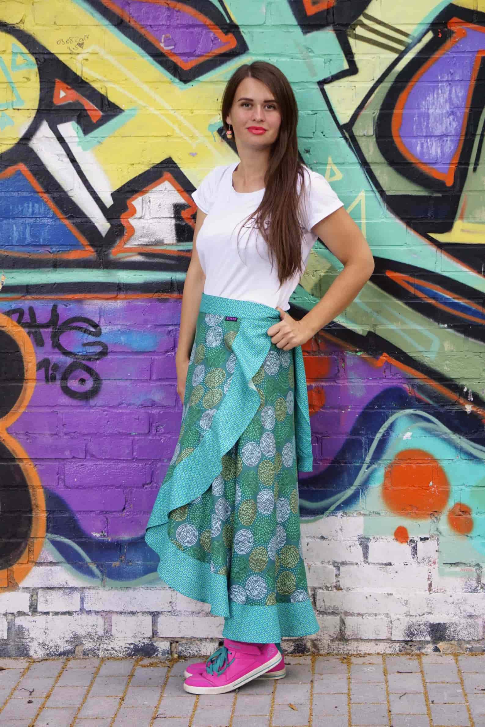 Nijens Maxirock Wickelrock Rayon-Stoff Damen Viskose Sommer mmer