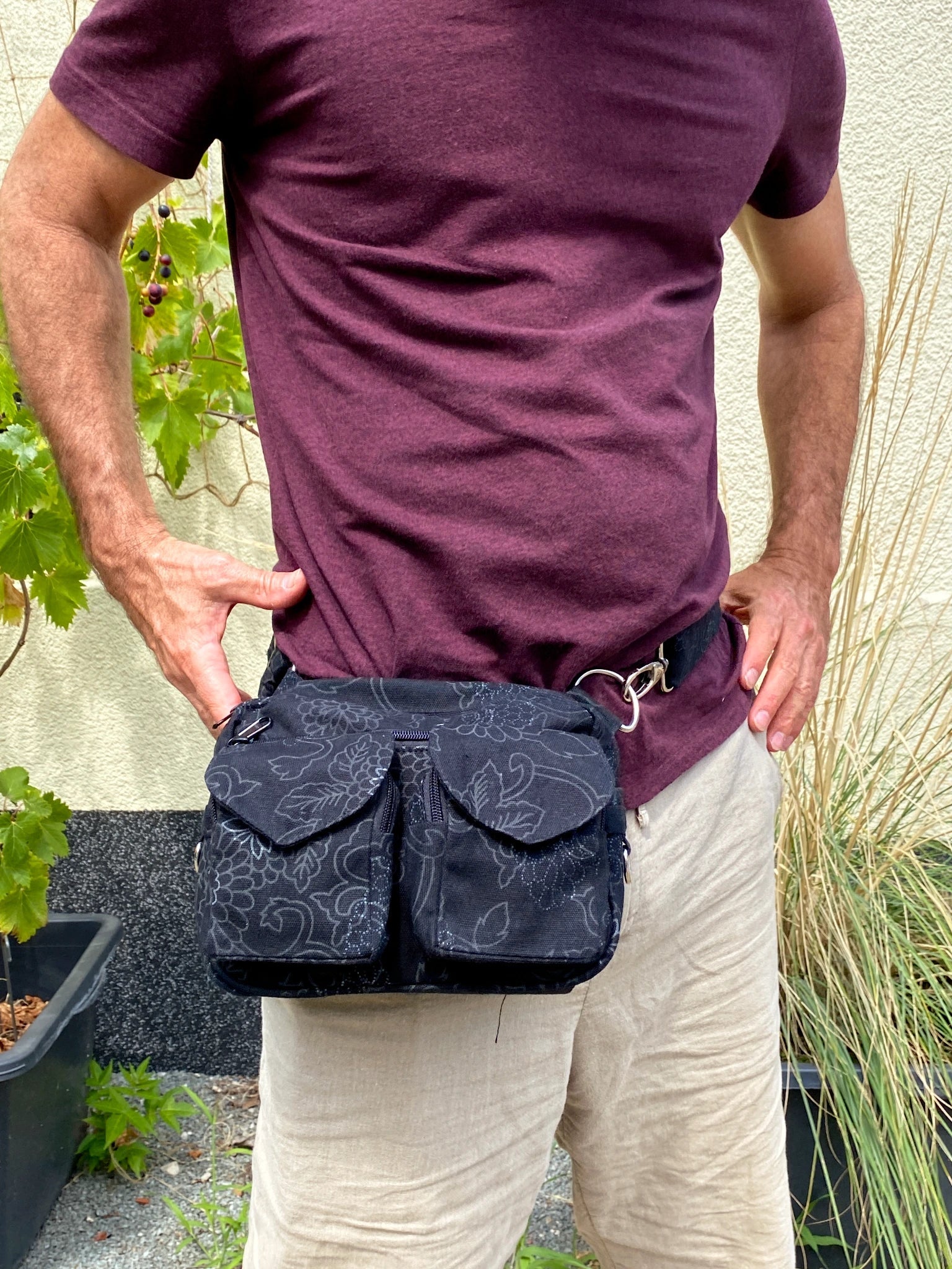 Bum bag shoulder bag made of fabric with floral pattern belt bag