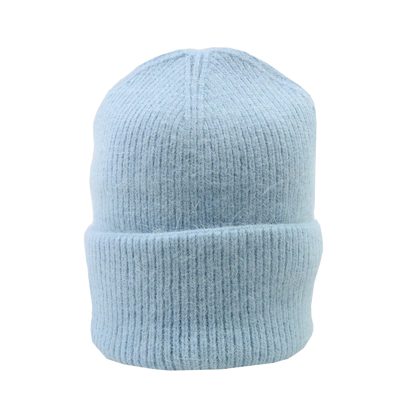 Long Beanie Mütze mit doppeltem Umschlag aus Wolle  Hellblau - Tucana 02