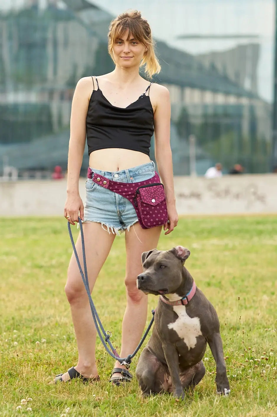 Nijens kleine vertikale Gassi-Tasche Stoff Hundetasche in Rot für Outdoor 