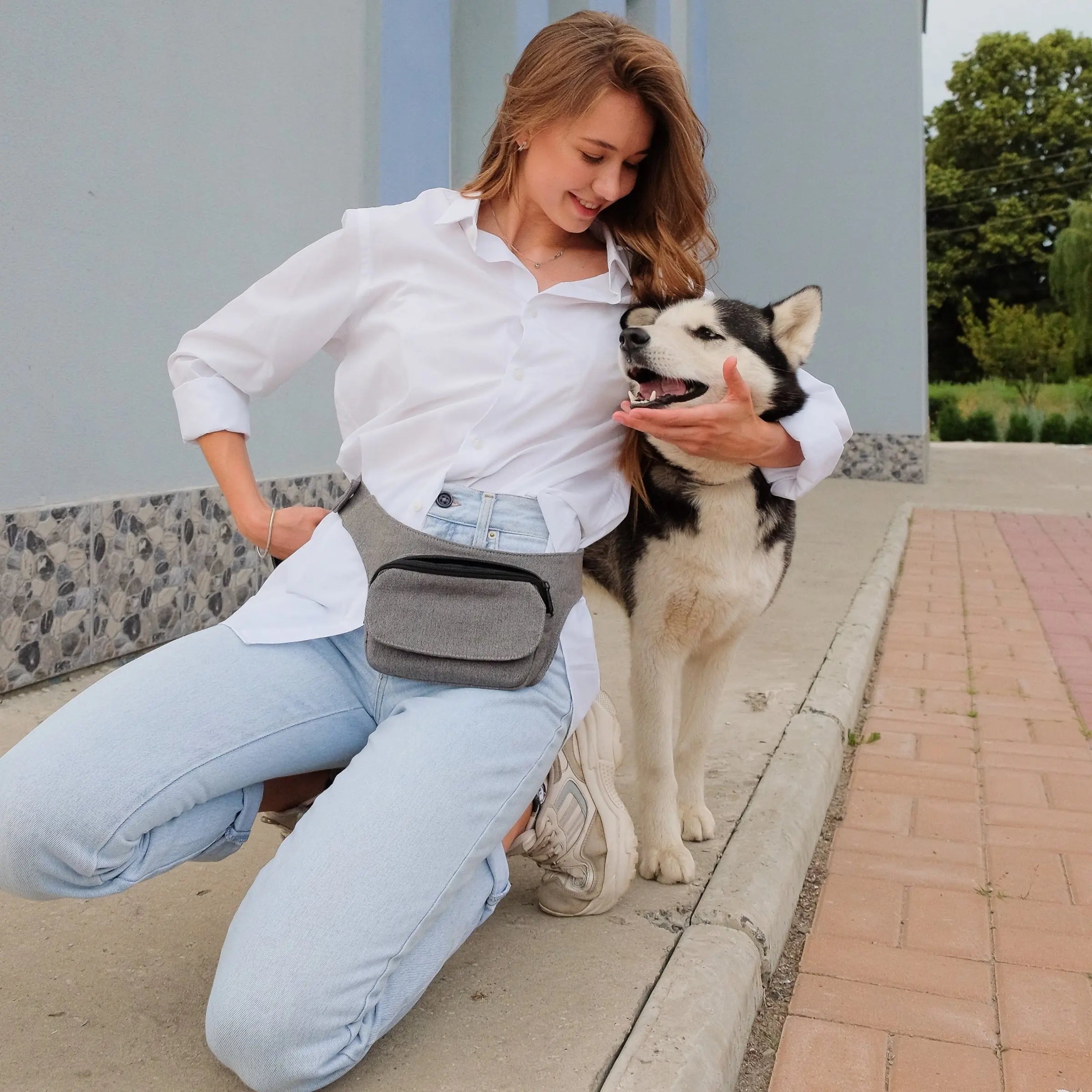 Nijens graue Hüfttasche für Hundehalter 