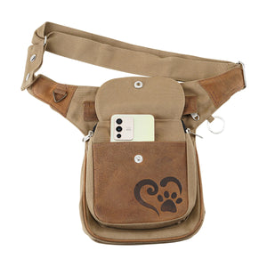 Nijens Gassi-Tasche Leder TAN Wildleder mit Prägung Pfotenherz 2