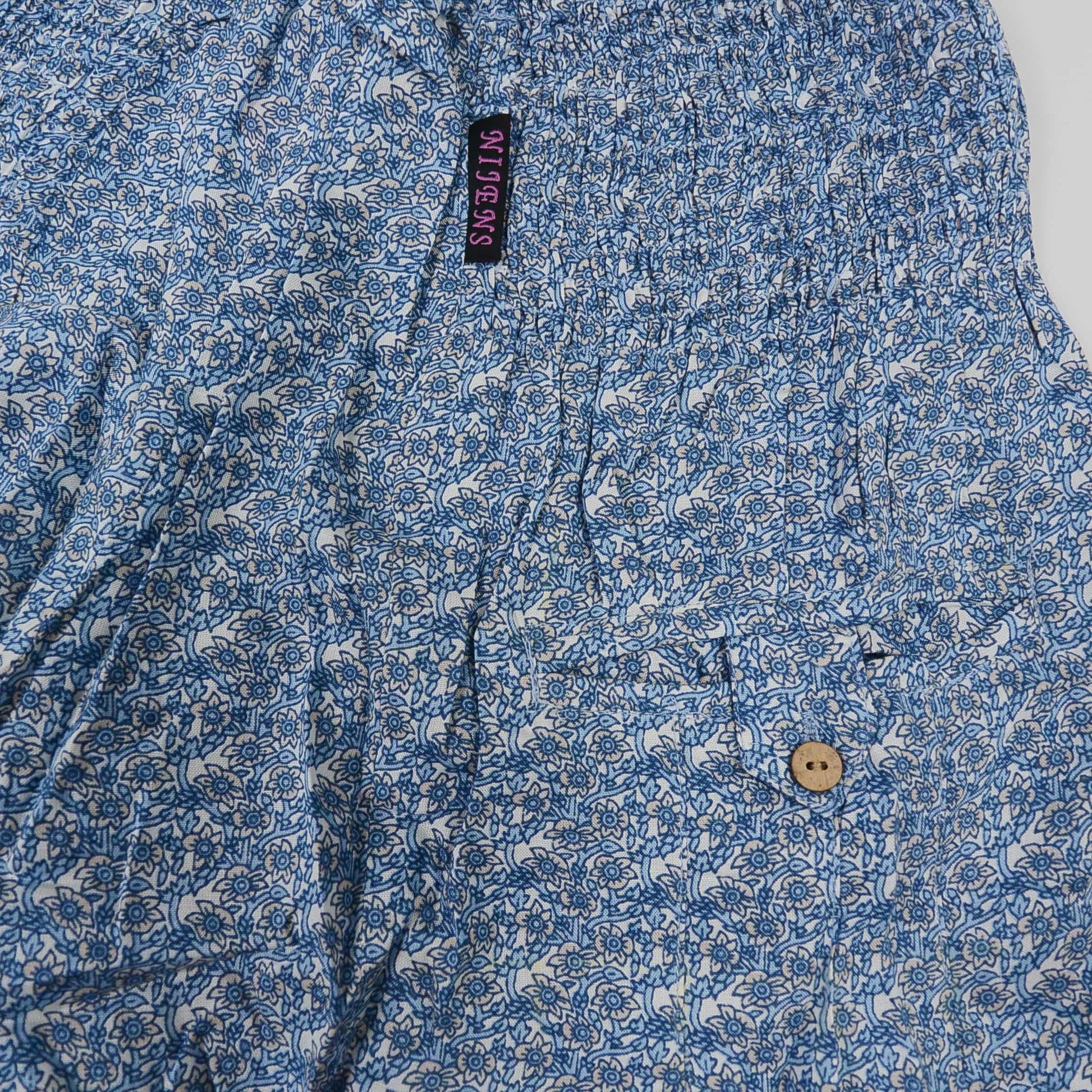 Hose Nijens Damenhose Pumphose Pants Viskose Hellblau mit kleinem Blumenmuster