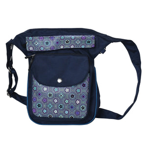 Gürteltasche aus Nylon Dunkelblau, Wasserabweisende mit veganem Leder
