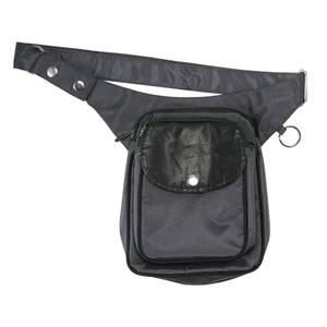 Gassi-Tasche, Wasserabweisend, Nylon Grau, Kunstleder Schwarz