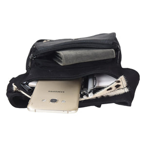 Gassi-Tasche Vintage Schwarz mit Kuhfell 2