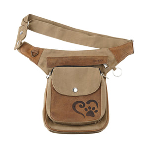 Nijens Gassi-Tasche Leder TAN Wildleder mit Prägung Pfotenherz
