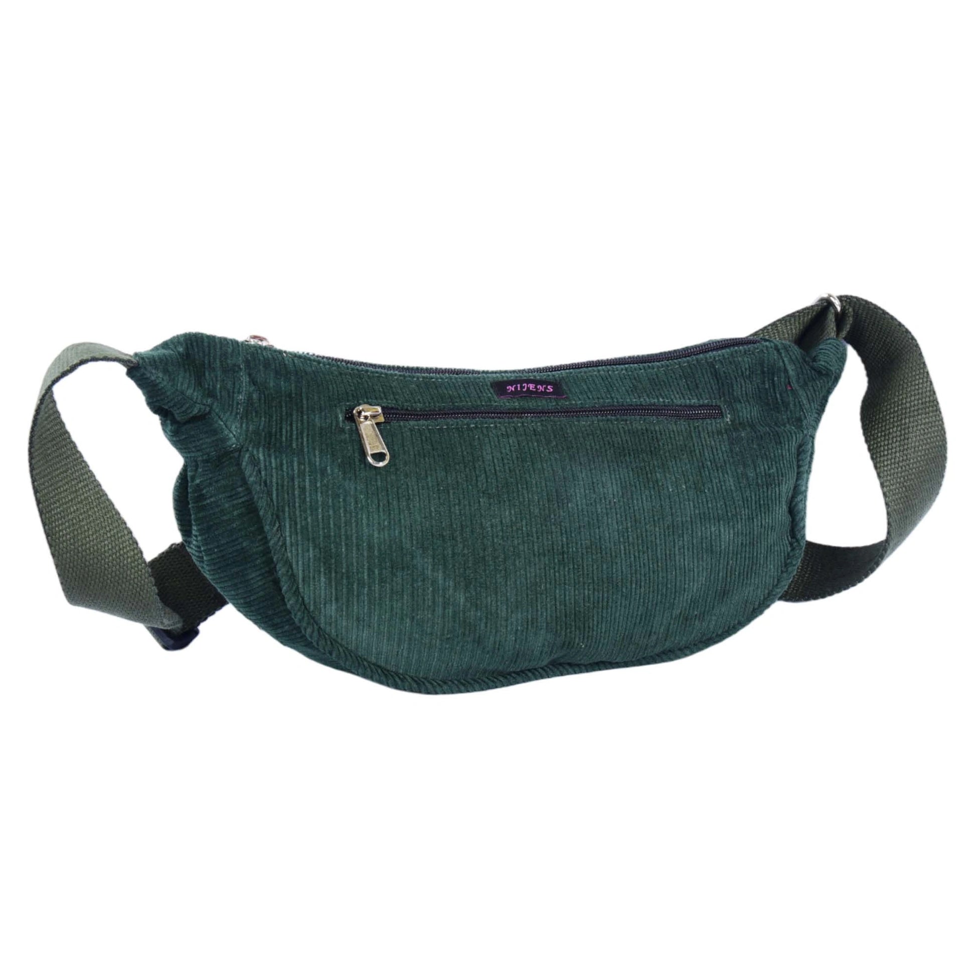 Crossbody-Bag aus Cord Dark Green