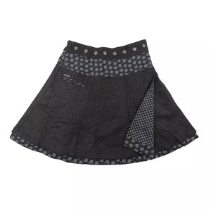 Winterrock Wollrock Wickelrock in Schwarz-Grau Elegant
