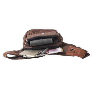 Nijens Gassi-Tasche Vintage Leder Brandy mit Prägung Pfote im Herz, Sidebag 2