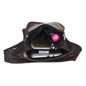 Nijens Gassi-Tasche Canvas-Stoff Charcoal-Braun Handy-Tasche