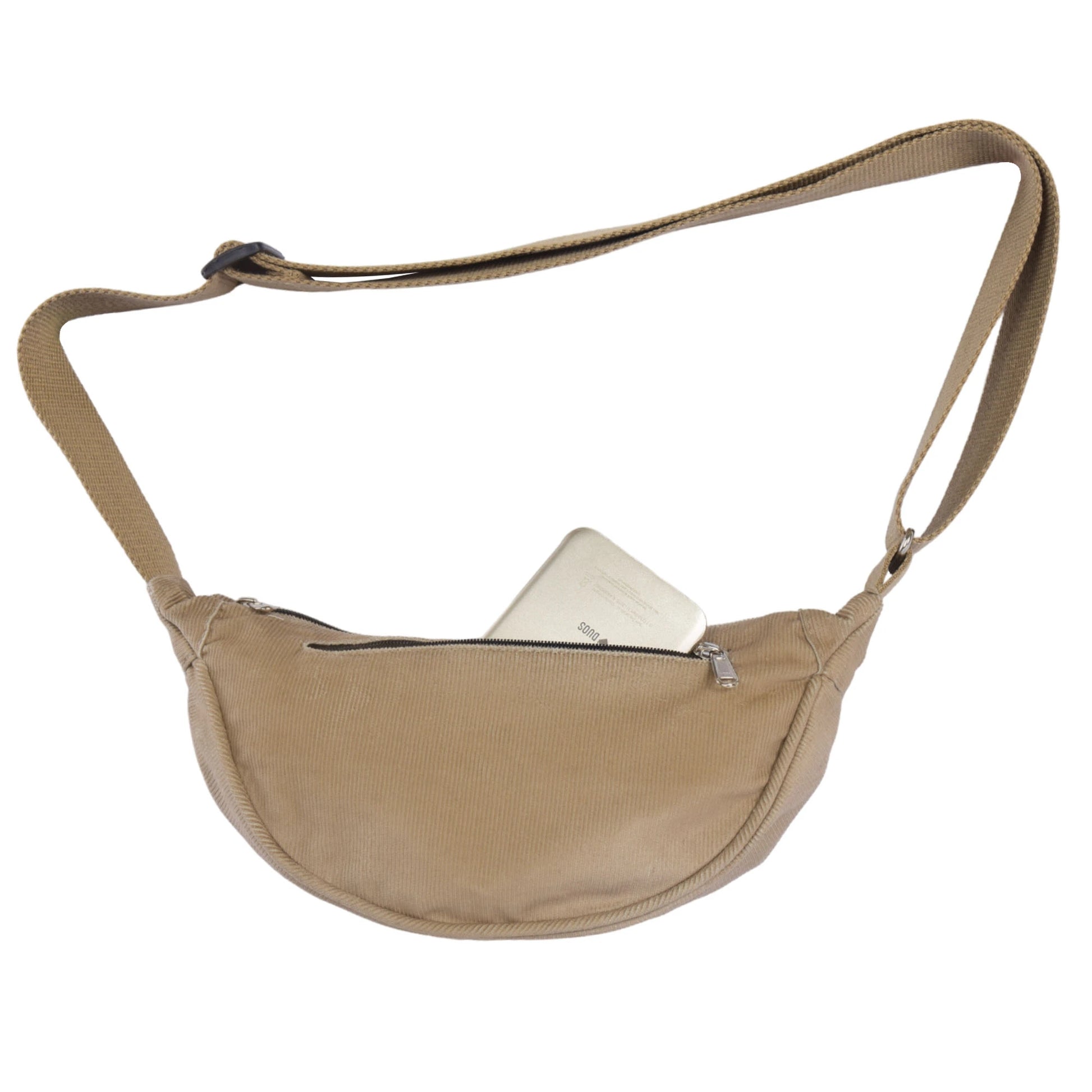 Crossbodybag Beltbag aus Cord-Stoff Beige