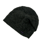 Long Beanie Mütze Handgestrickte aus Schurwolle Anthrazit, gefüttert mit Fleece.