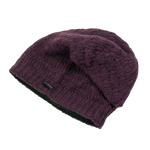 Long Beanie Mütze Handgestrickte aus Schurwolle Lila, gefüttert mit Fleece.