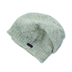 Long Beanie Mütze Handgestrickte aus Schurwolle Weiß, Grau. Innenfutter Fleece.