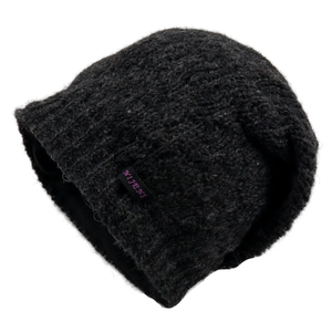 Long Beanie Mütze aus Schurwolle Anthrazit.