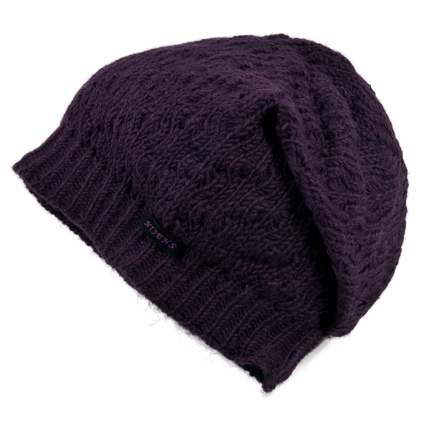 Long Beanie Mütze aus Schurwolle Violett.