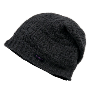 Long Beanie Mütze aus Schurwolle Dunkelgrau.