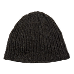 Kurze Beanie Mütze, Wollmütze aus Schurwolle Anthrazit.