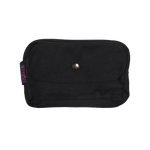 Beuteltsche aus Canvas schwarz. Die Tasche besitzt Reisverschlussfächer und ein Einsteckfach vorne.