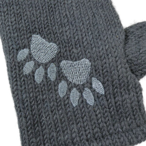 Graue Pulswärmer aus Wolle mit Daumen, gefüttert mit Fleece