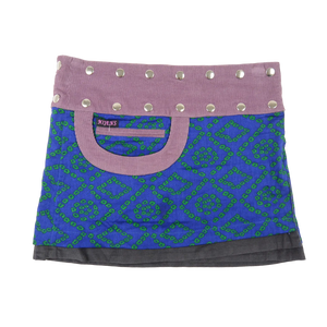 Winterrock Minirock Wenderock Corduroy Blau-Lavendel