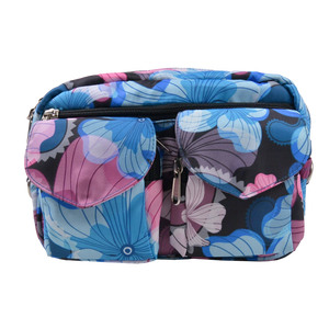 Gürteltaschen aus Stoff mit floristischem Aufdruck Rosa-Blau - Beltbag Nijens Shop 
