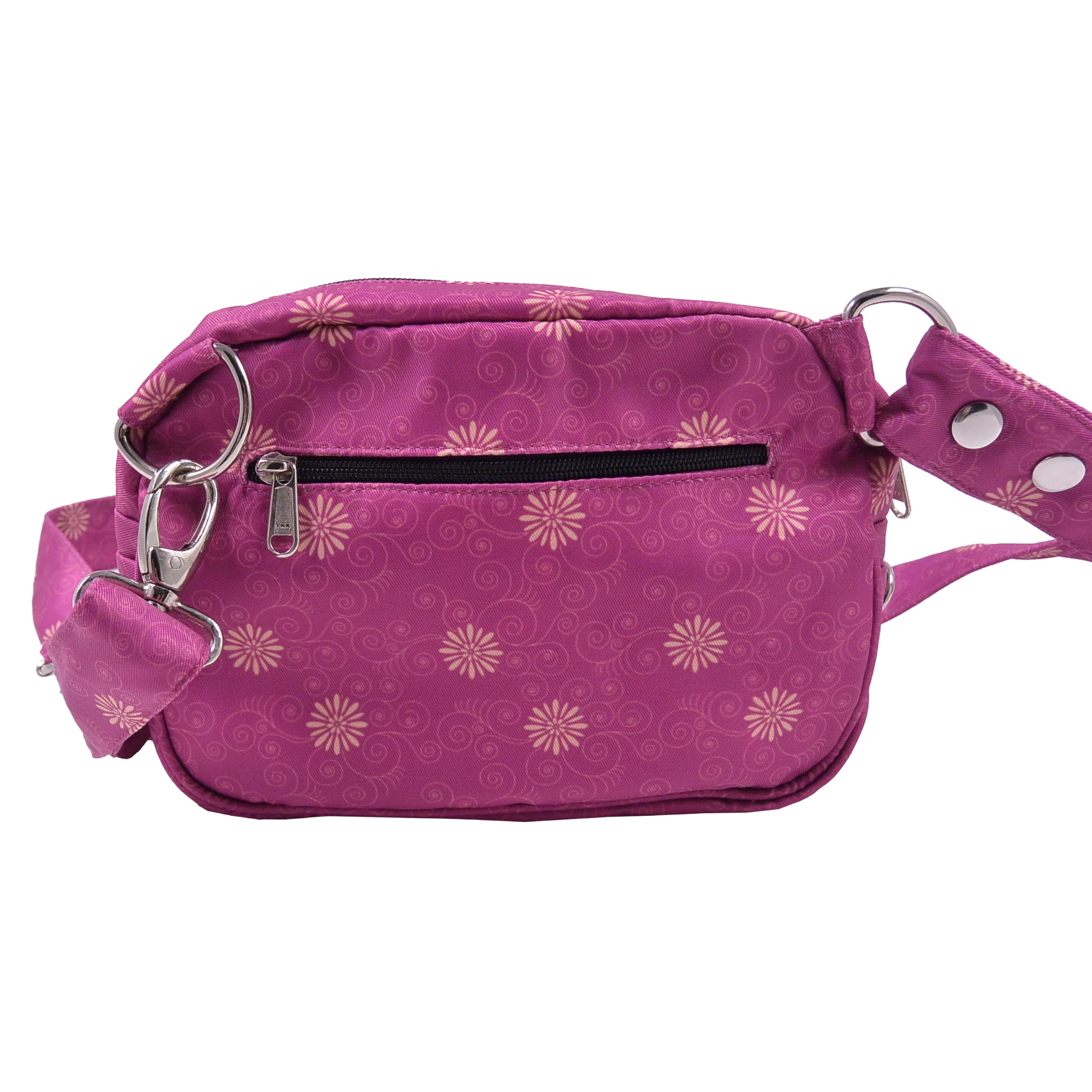 Umhängetasche aus Stoff Fuchsia, mit floralem Muster, Beltbag Nijens