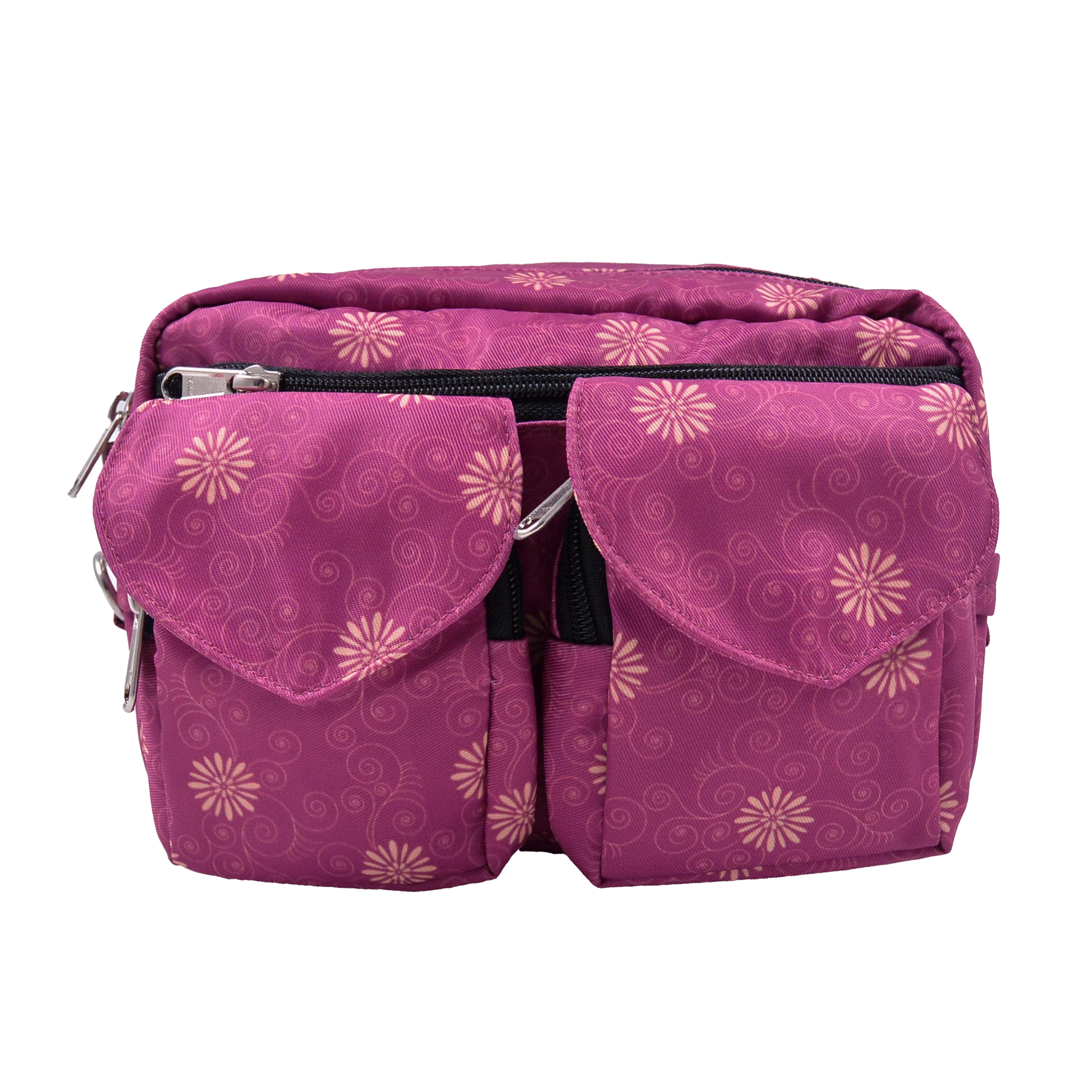 Bauchtasche, Umhängetasche aus Stoff Fuchsia, mit floralem Muster, Beltbag Nijens