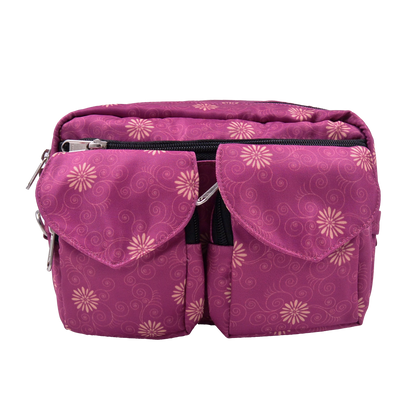 Bauchtasche, Umhängetasche aus Stoff Fuchsia, mit floralem Muster, Beltbag Nijens