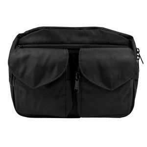 Gassitasche, Bauchtasche sowie UmhĂ€ngetasche aus Nylon, Schwarz, und ReiĂverschlussfach vorne mit zwei aufgesetzten, auswaschbaren LeckerliefĂ€chern