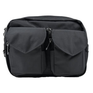 Gassitasche, Bauchtasche sowie UmhĂ€ngetasche aus Nylon, Anthrazit, und ReiĂverschlussfach vorne mit zwei aufgesetzten, auswaschbaren LeckerliefĂ€chern