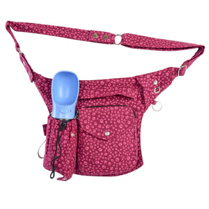 Gassi-Tasche in magenta mit süßem Pfotendruck und Flaschenfach & Leckerli-Fächern - Brandenburg 53 Nijens Shop