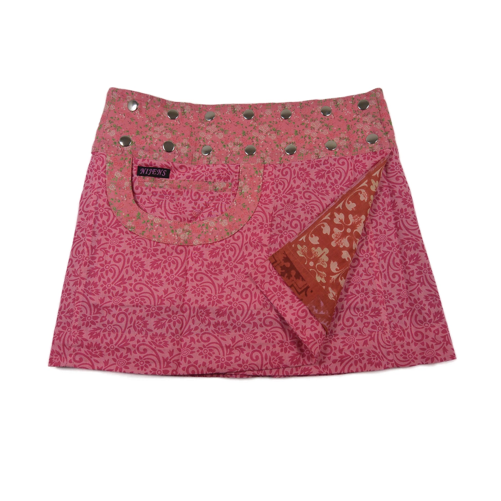 Sommerrock Wenderock Minirock aus Baumwolle in Rosa mit Paisley Motiv