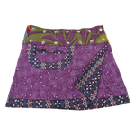 Sommerrock Baumwolle, Violett mit Schmetterlingmuster und Tasche. Tragbar von zwei Seiten. Umfang ist einstellbar mit einer doppelten Druckknopfleiste.