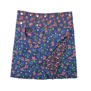Sommerrock Wickelrock aus Stoff mit kleinem Blumenmuster Blau-Rosa