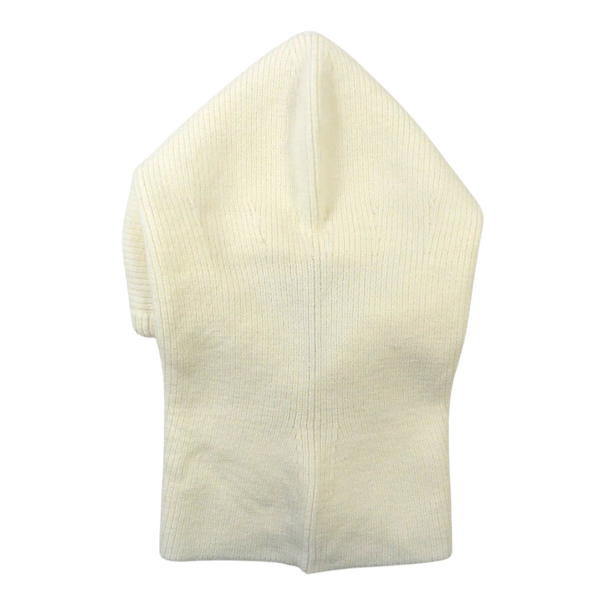 Nijens Balaclava Kapuzenschal in Weiß mit Kordelzug und breitem Halsbereich. Rückseite.