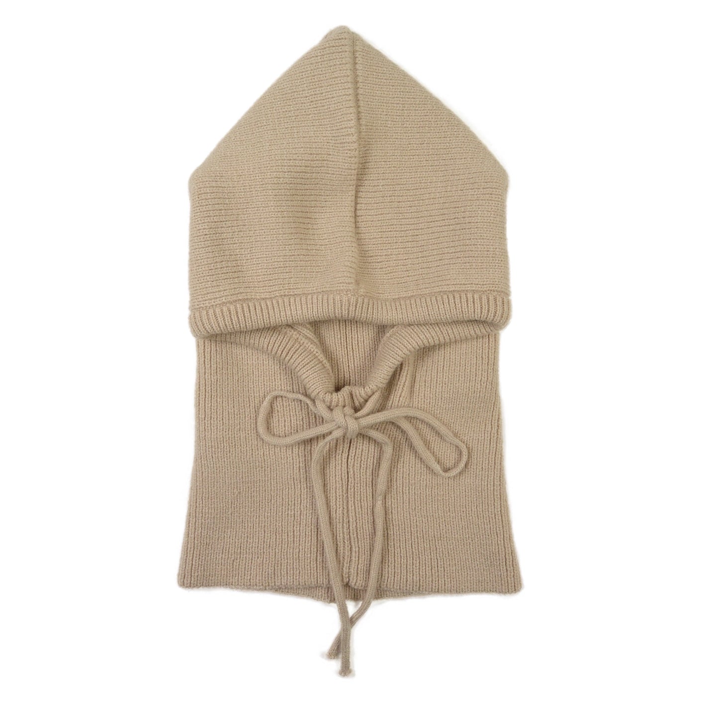 Beige Balaclava aus Viskose Nijens – Vorderansicht mit Spitze
