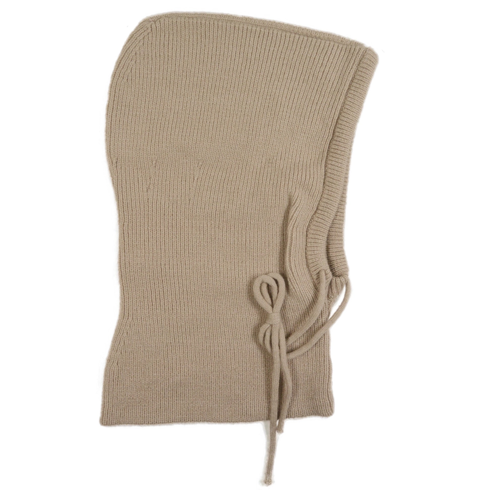 Balaclava Beige aus Strick mit Kordelzug – Seitenansicht