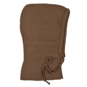 Balaclava Braun aus Strick mit Kordelzug – Seitenansicht