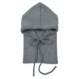 Balaclava Grau aus Strick mit Kordelzug – Vorderansicht
