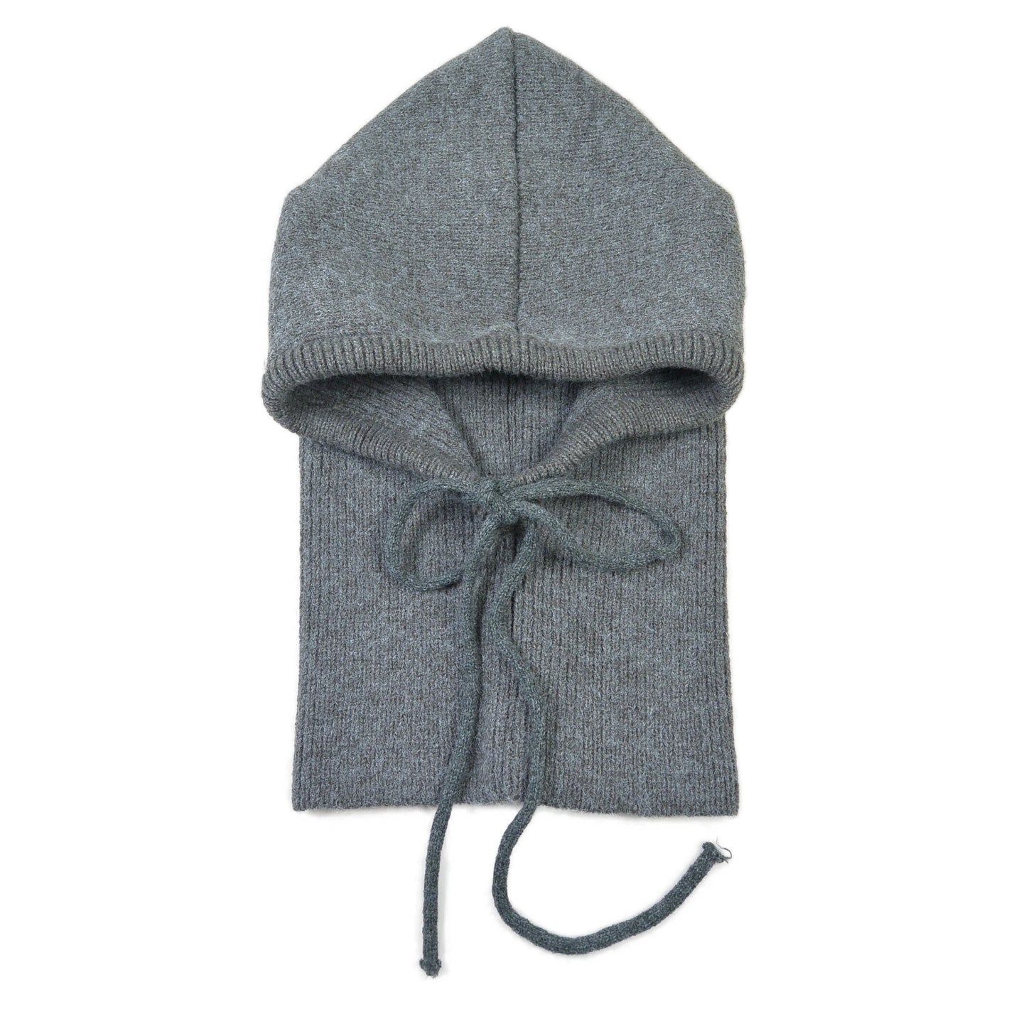 Balaclava Grau aus Strick mit Kordelzug – Vorderansicht