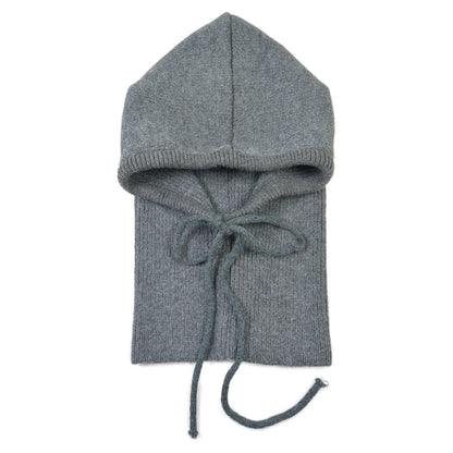 Balaclava Grau aus Strick mit Kordelzug – Vorderansicht
