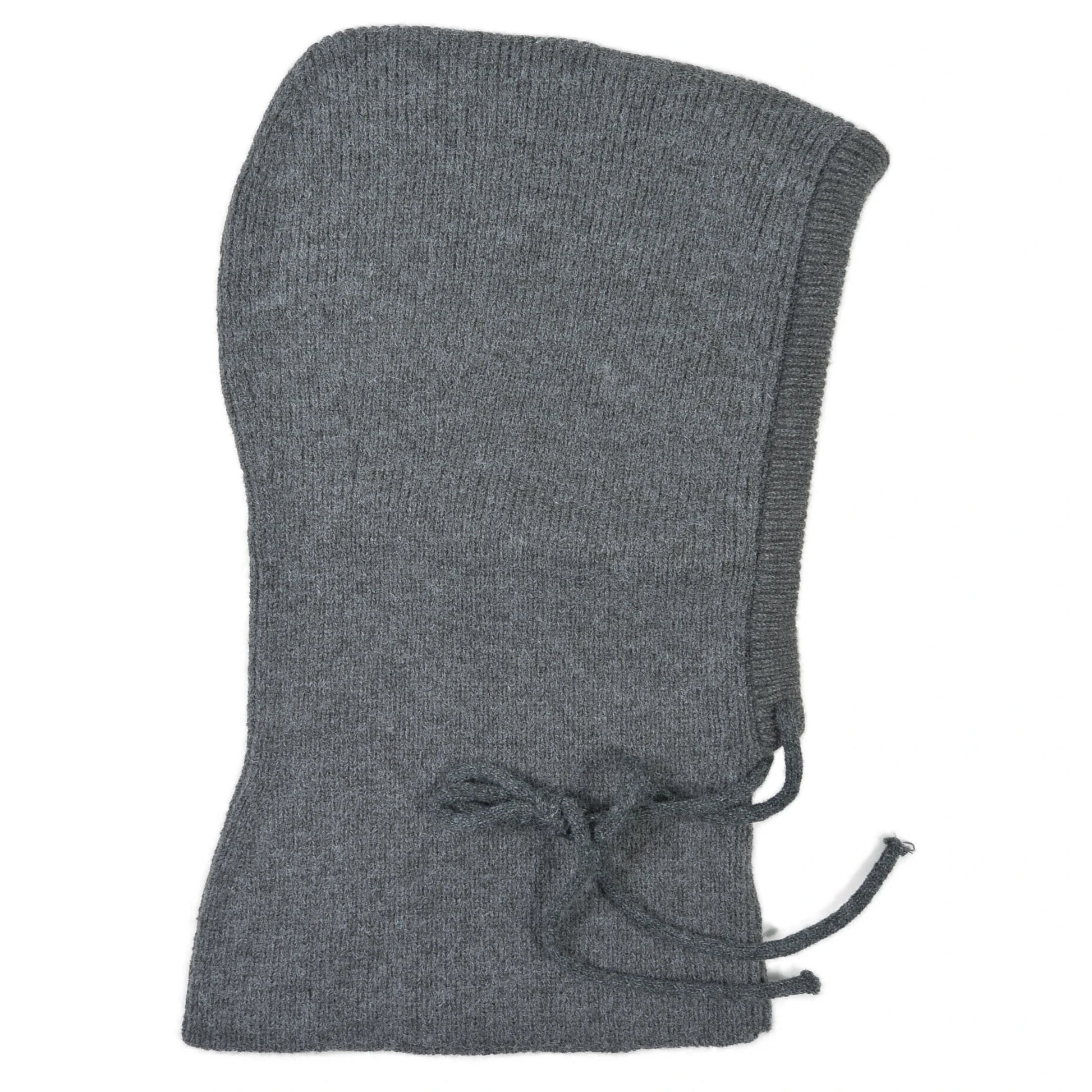 Balaclava Grau aus Strick mit Kordelzug – Seitenansicht