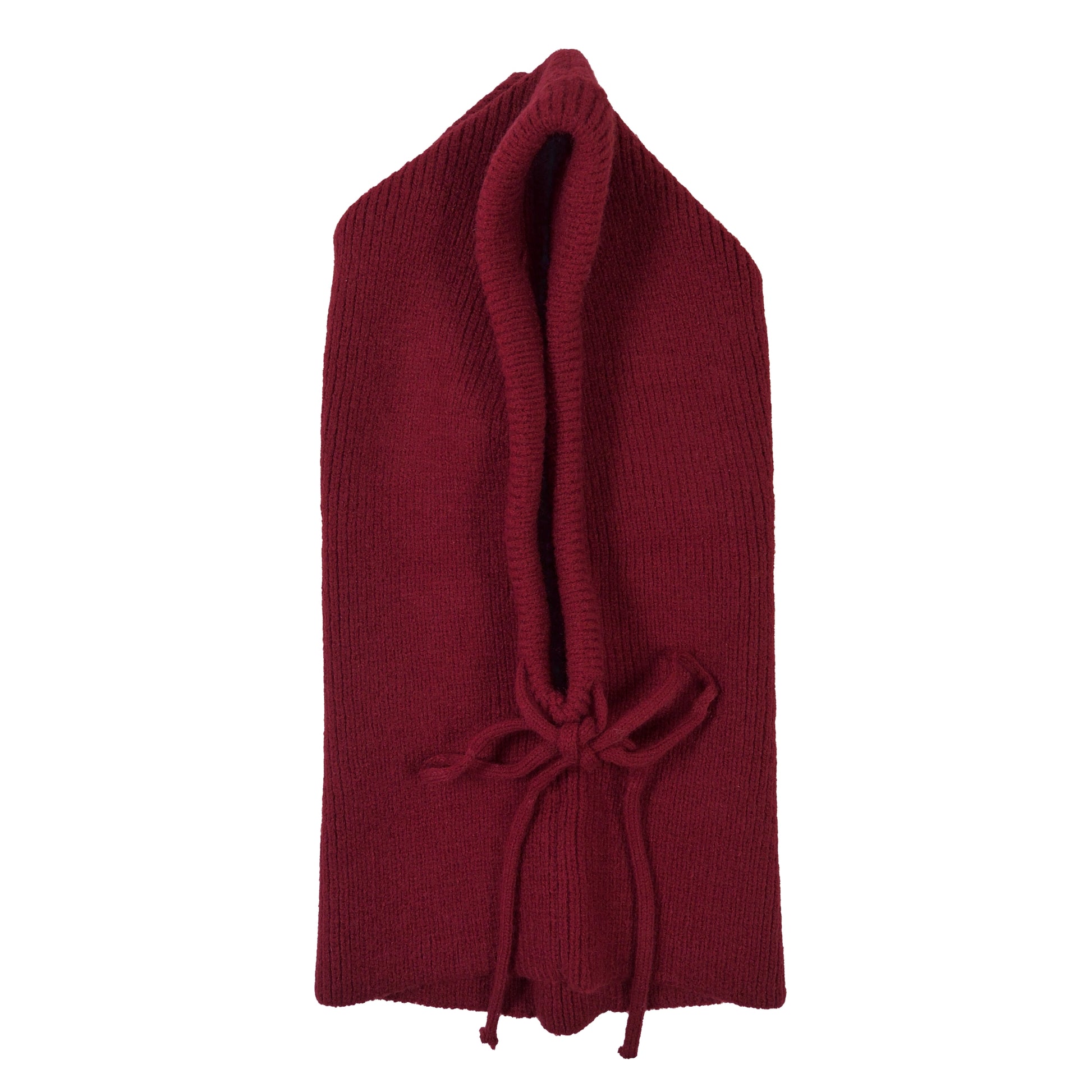 Balaclava Weinrot aus Strick mit Kordelzug - Vorderansicht