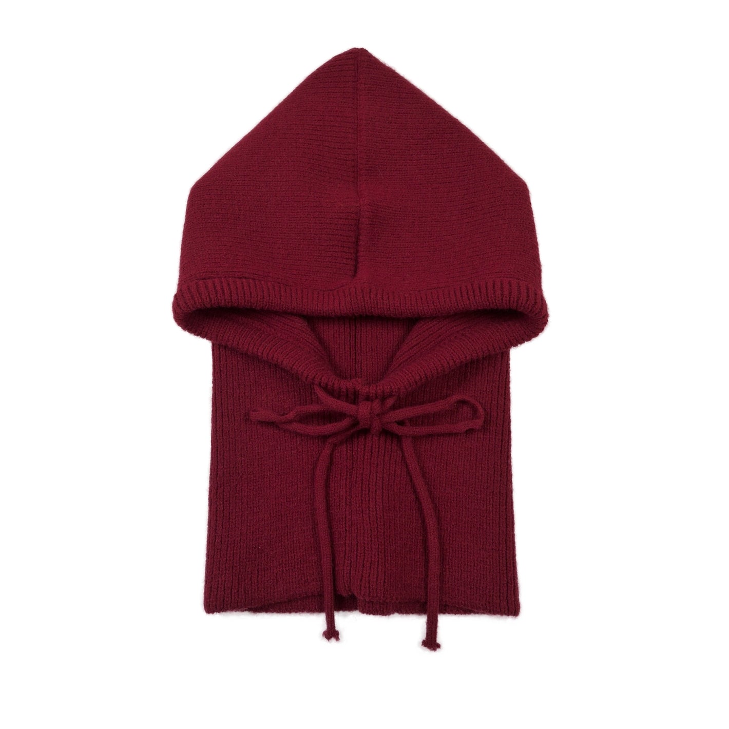 Balaclava aus Viskose Weinrot – Vorderansicht mit Spitze