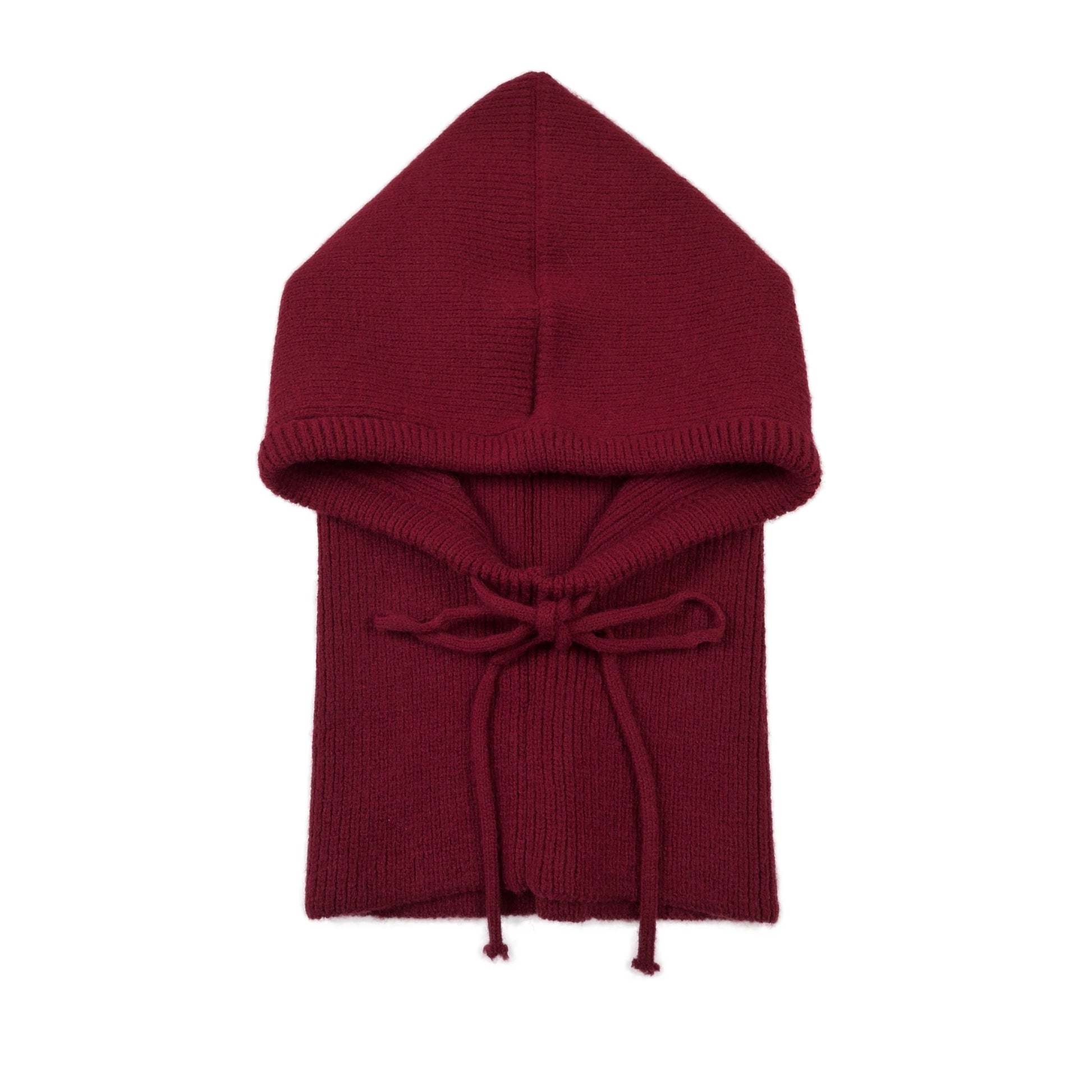 Balaclava aus Viskose Weinrot – Vorderansicht mit Spitze