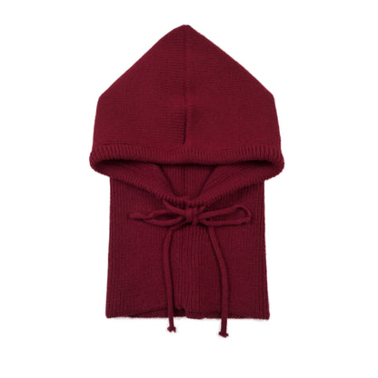 Balaclava aus Viskose Weinrot – Vorderansicht mit Spitze