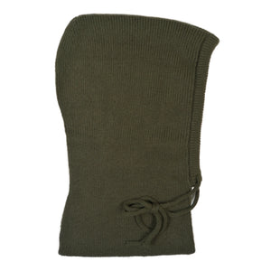 Balaclava Olivgrün aus Strick mit Kordelzug – Seitenansicht