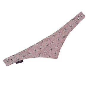 Dreieckige Hundehalstuch mit Glas-Druckknöpfen, Stoff Rosa mit Blumenmuster. 2